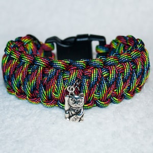 Beckoning Cat, Maneki-Neko, Japanese Cat, Good Luck, Good Luck Bracelet, Cat, Cat Bracelet, Lucky Cat, Paracord Bracelet, Lucky Japanese Cat