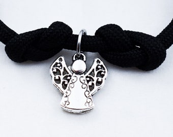 Pulsera de ángel, regalo cristiano, ángel de vacaciones, pulsera ajustable, joyería paracord, pergamino alas de ángel, pulsera religiosa, angelical