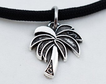 Collar de palmera, Isla tropical, Joyería de playa, Collar paracord, Colgante de palmera, Collar de cabaña, Vacaciones, Collar del océano, Mar