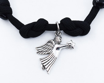 Angel Bracelet, Star Angel, Christmas Gift Idea, Paracord Accessory, Adjustable Bracelet, Angelic Jewelry, Angel Pendant, Guardian Angel