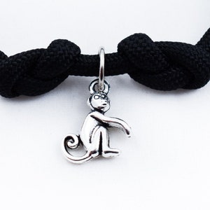 Monkey Bracelet, Adjustable Bracelet, Primate, Sitting Monkey, Paracord Accessory, Zoo Animal, Wildlife Jewelry, Safari, Silver Monkey