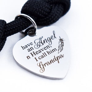 Sympathy Gift, Adjustable Bracelet, Grandparent Loss, In Memory Of, Grandpa Memorial, Remembrance Quote, Angel in Heaven, Bereavement