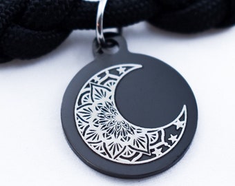 Mandala Moon, Adjustable Bracelet, Crescent Moon, Paracord Jewelry, Moon Bracelet, Lunar Gift, Wicca Jewelry, Wiccan, Moon Charm, Para Cord