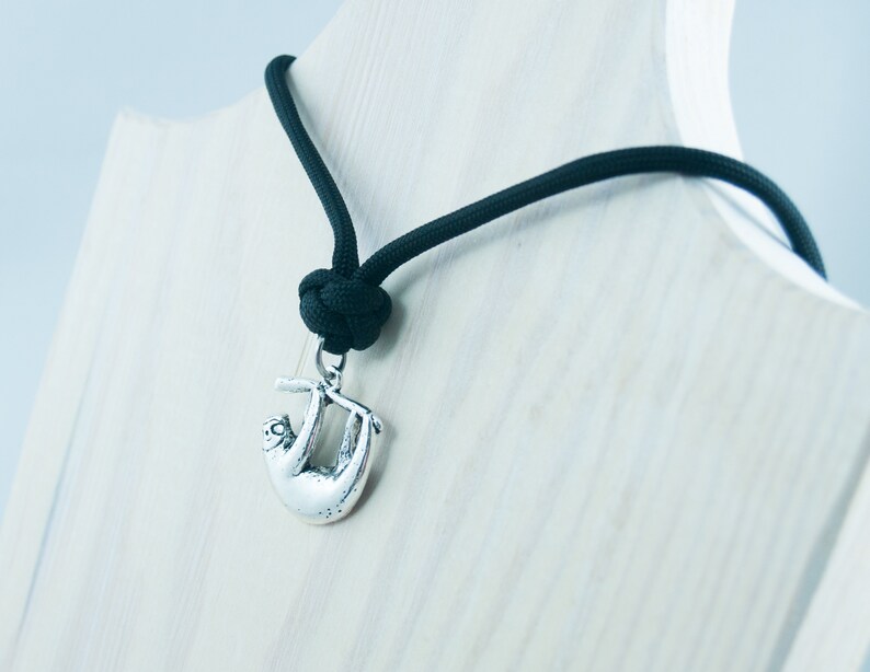 Silver Sloth Sloth Gift Sloth Jewelry Climbing Wildlife Gift Idea Animal Lover Nature Paracord Necklace Hanging Sloth Slow Loris