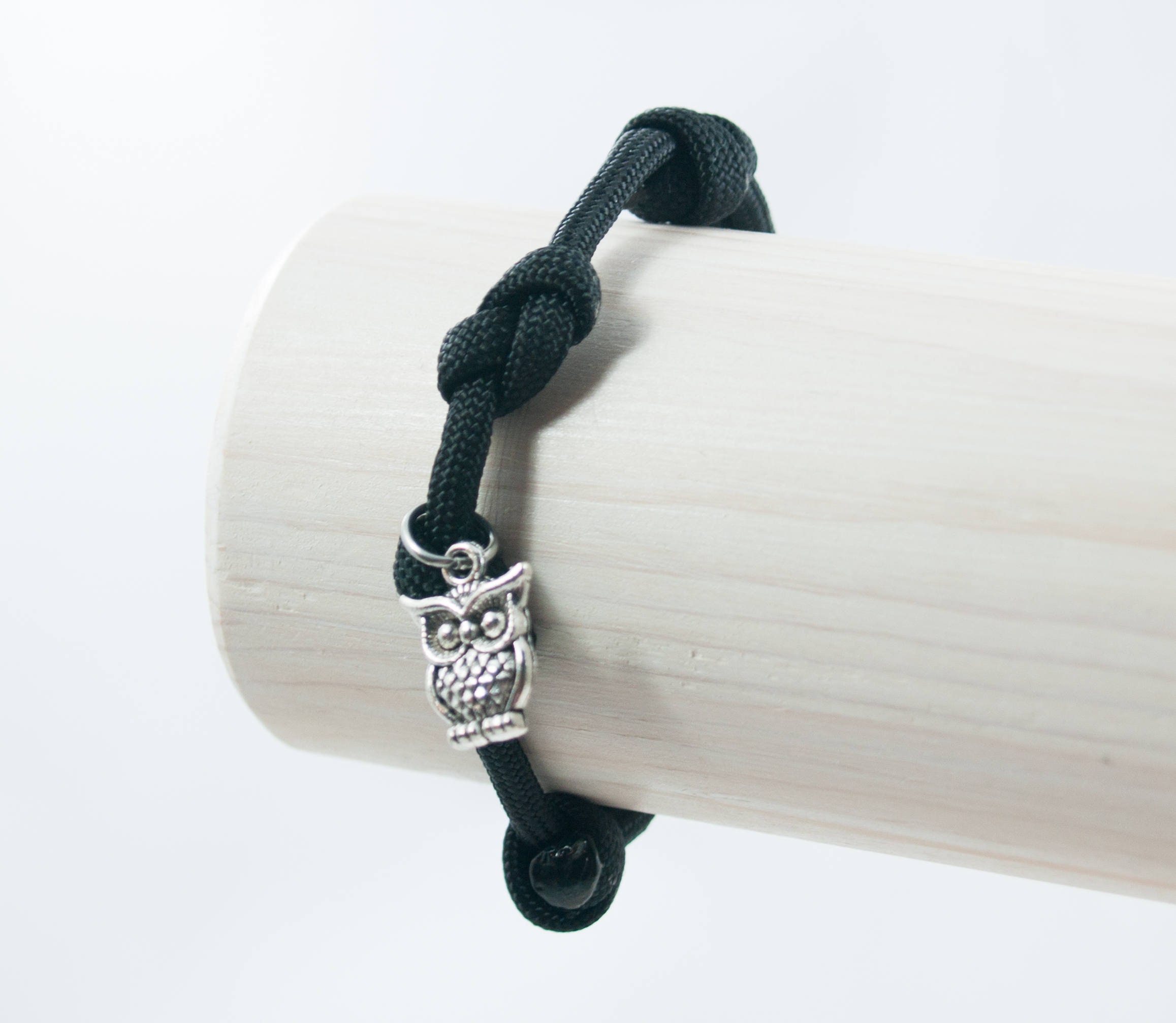 Owl Bracelet, Adjustable Bracelet, Paracord Bracelet, Black Owl, Owl Jewelry, Cute Owl, Hooter Brace