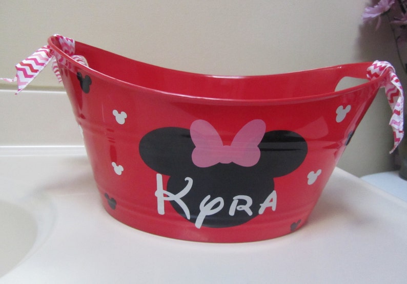 Mickey or minnie mouse basket tote bucket storage gift Etsy