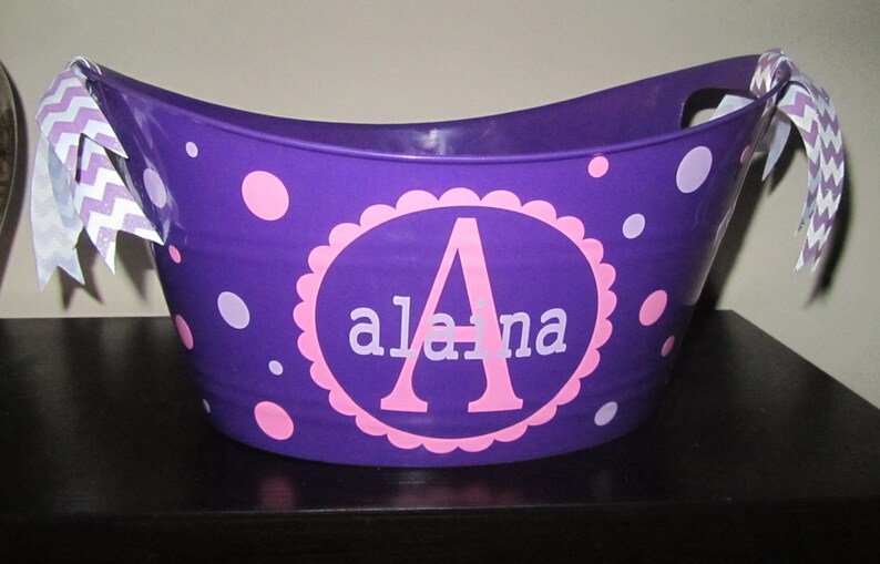 Personalized / Customized Basket plastic tote Toy storage Etsy