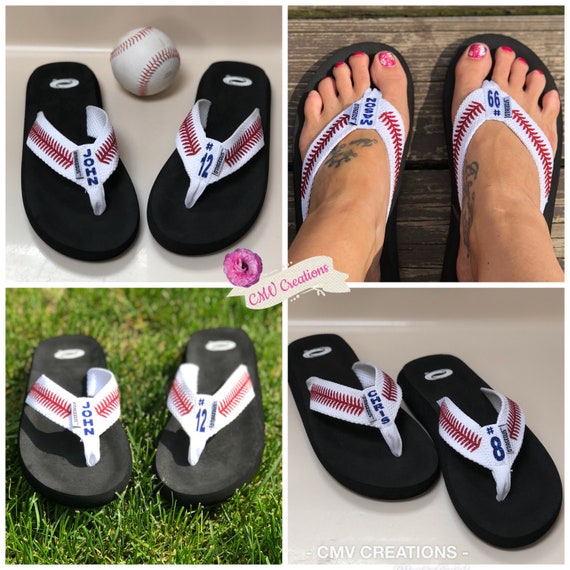 etsy baseball flip flops