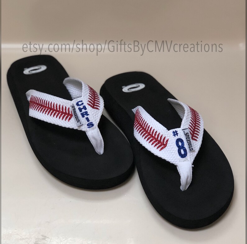 baseball flip flops womens