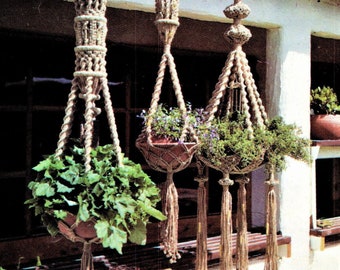 Macrame Hangers Patterns Plant Holders Hangings Knots Knotted Weaving Download PDF Instructions Home Decorating