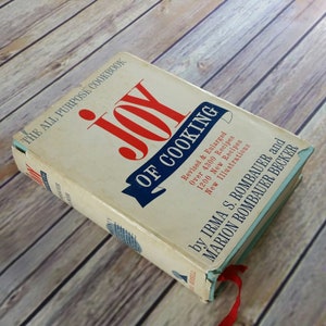 Vintage Joy of Cooking Cookbook Irma Rombauer and Becker 1973 Twarda oprawa z zakładką Tasiemkowa obwoluta