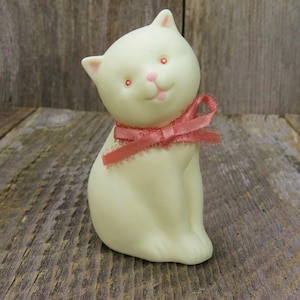 Vintage White Cat Kitten Kitty Figurine Enesco Porcelain Ceramic Bisque Taiwan