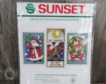 Sunset Christmas Counted Cross Kit Sign Switchplate Cover Perforated Paper Pattern