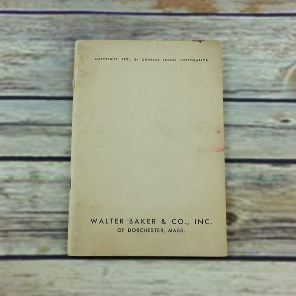 Vintage Cookbook Walter Baker and Company Promo Booklet 1931 Cocoa Recipes
