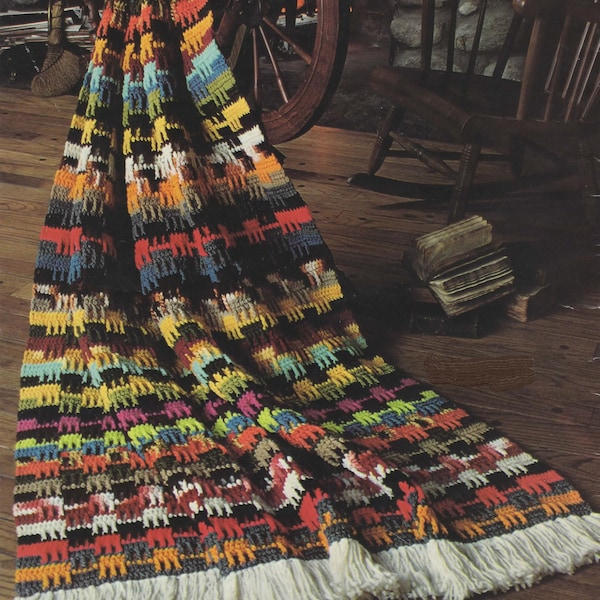 Vintage Crochet Afghan Pattern Scraps of Beauty Blanket Needle Craft Download PDF Instructions Pattern Printable