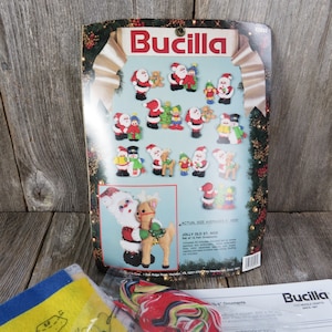 Vintage Felt Sequin Santa Ornament Kit Bucilla Christmas Jolly Old St. Nick 1991 Needlecraft