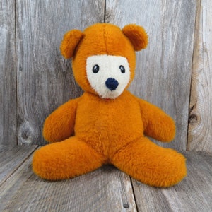 Vintage Teddy Bear Plush Orange Blue Nose White Face Animal Fair Stuffed Animal Cocker Bank 1975