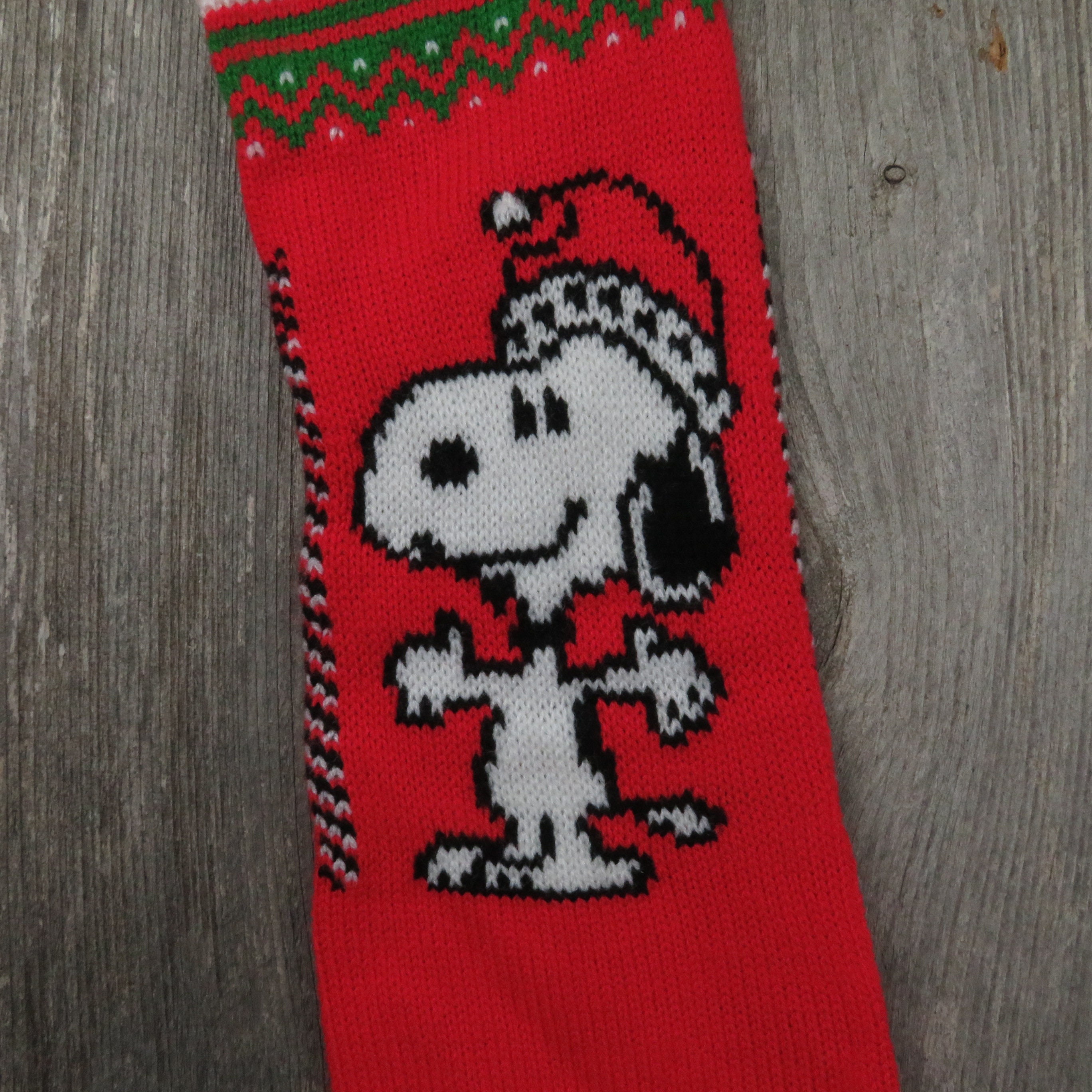 Vintage Snoopy Knit Stocking Hallmark Peanuts Charlie Brown Etsy