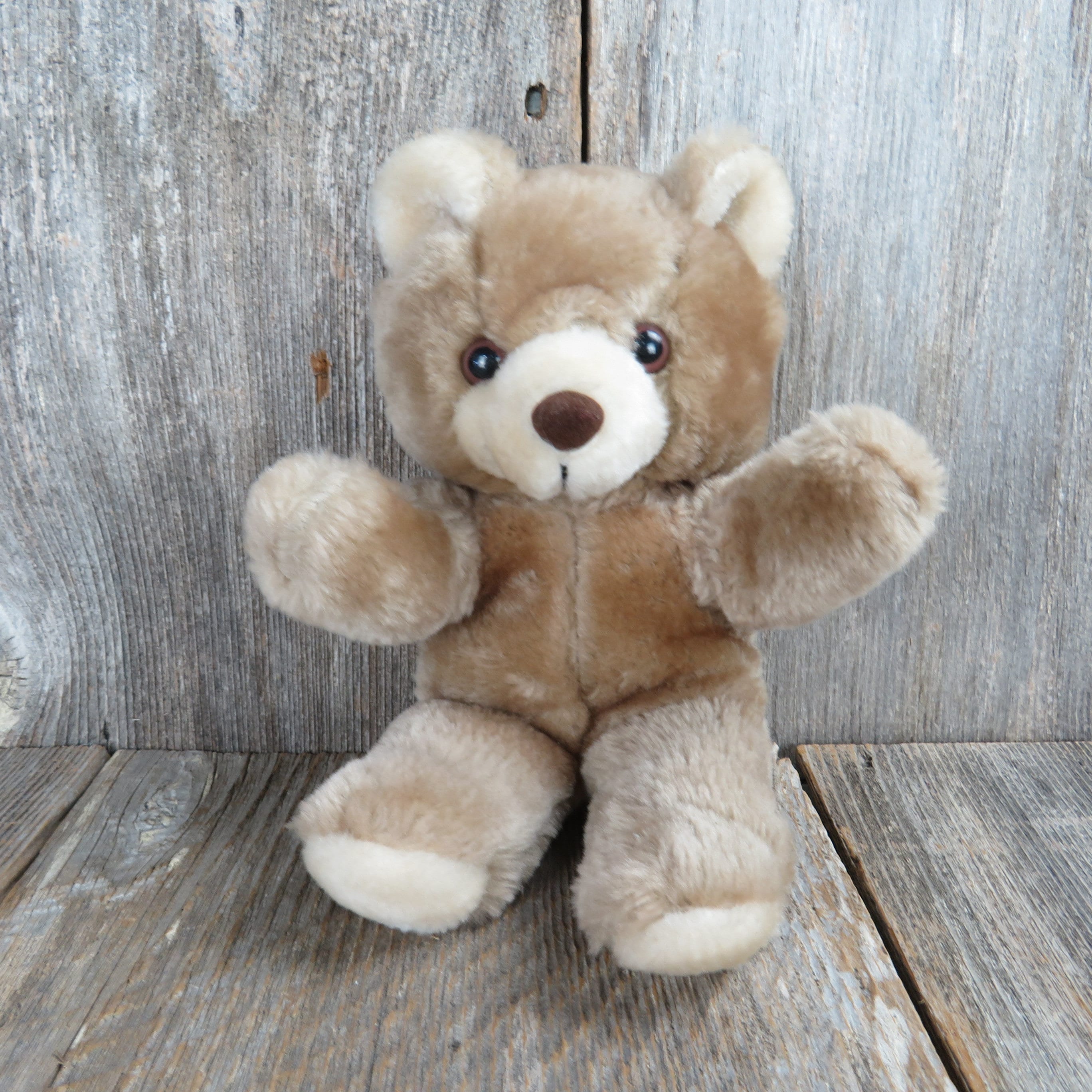 お買い得商店街 Brown Plush Bear Teddy Vintage Flocked Smile of World Nose 人形