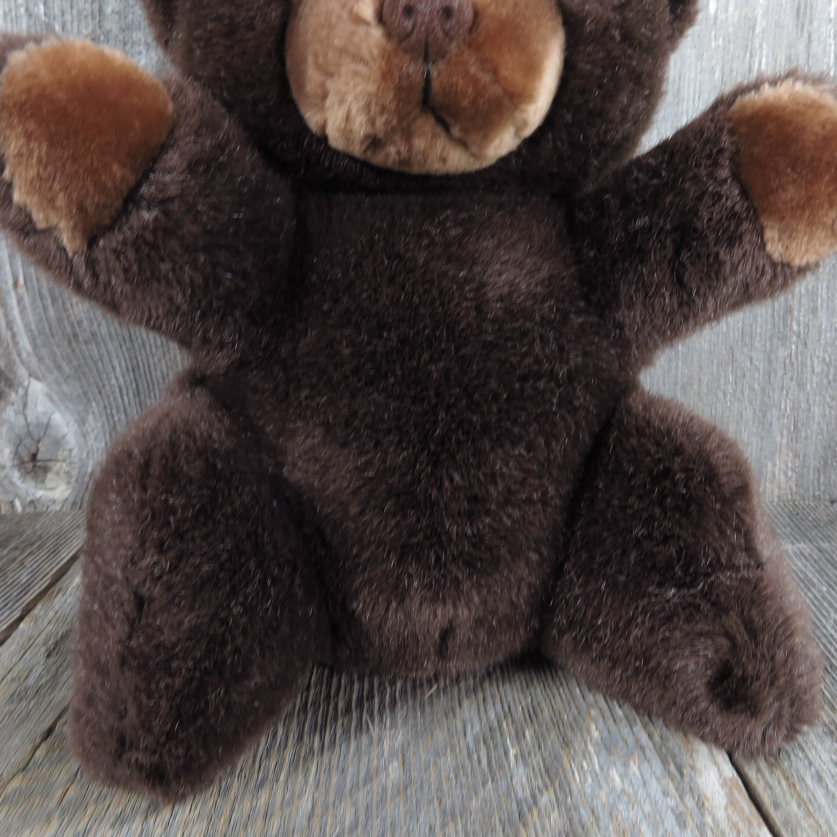 Vintage Teddy Bear Plush Brown Flocked Nose Russ Grizzly Love Pets ...