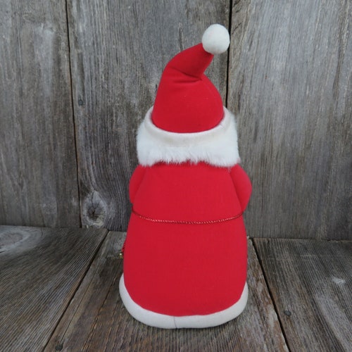 Vintage Santa Claus Christmas Tree Topper Plush Stuffed Hallmark Soft 1990s shops Red Bells
