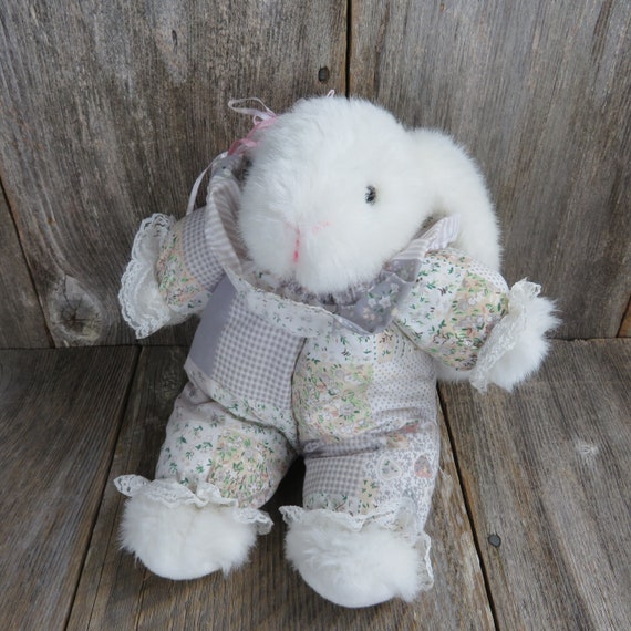 Purple Calico Bunny Plush Fabric Body Rabbit Floral Print