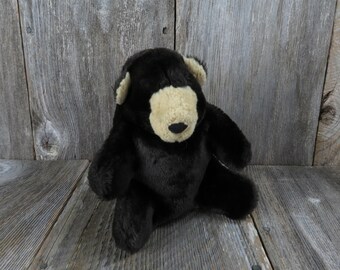 Vintage negro oso relleno Animal Dakin almohada mascotas 1982 8 pulgadas de felpa recortes pellet