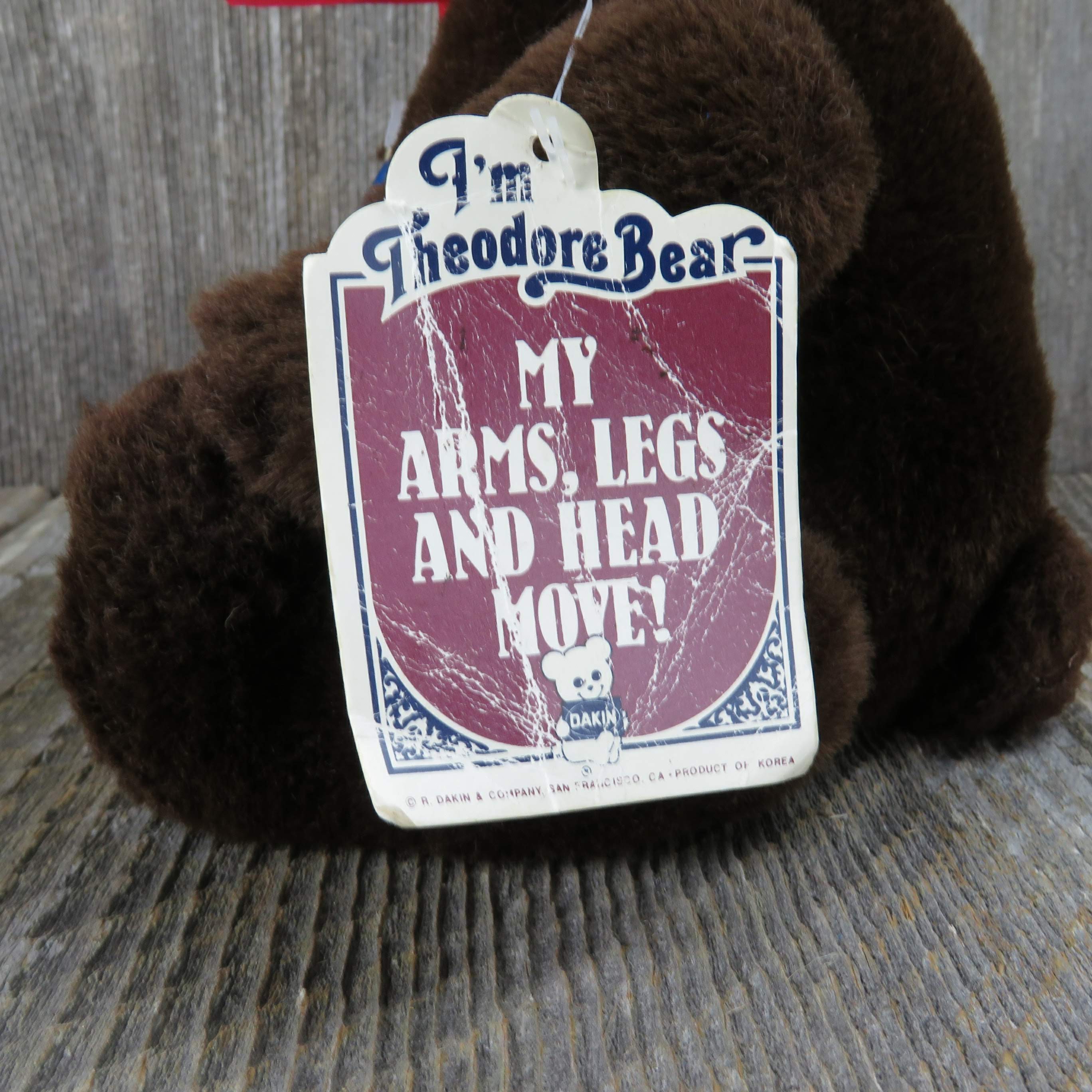 Vintage Brown Teddy Bear Plush Stuffed Animal Dakin Theodore 1981 8 ...