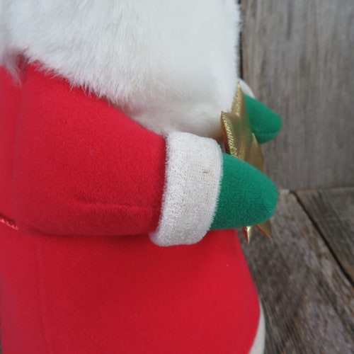 Vintage Santa Claus Christmas Tree Topper Plush Stuffed Hallmark Soft 1990s shops Red Bells
