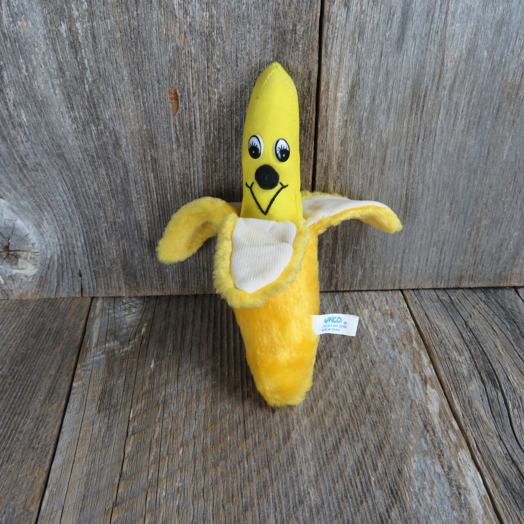 Vintage Peeling Banana Plush Yellow Fruit Stuffed Animal by 