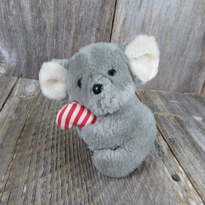 Vintage Mouse Christmas Plush Stuffed Dakin Fun Farm Animal 1982 Doll Toy Gray