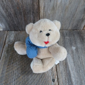 Vintage Teddy Bear Plush Loving Touch Boy Puffy Bow Anco 1994 Blue Polka Dot Smile