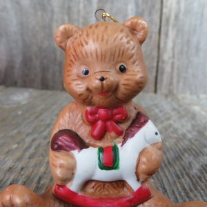 Vintage Teddy Bear With Rocking Horse Toy Ornament Ceramic - Etsy