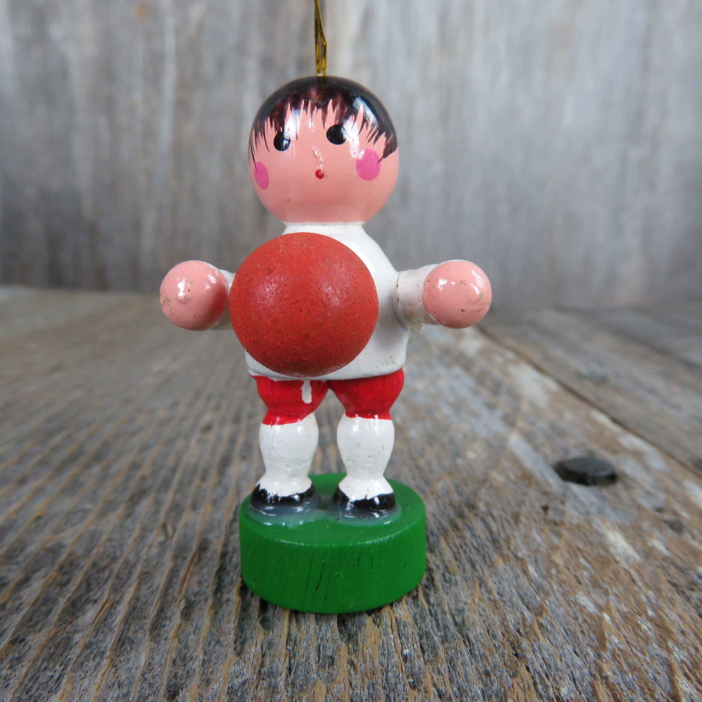 Vintage Sports Ball Player Wood Ornament Soccer Basketball Etsy UK
