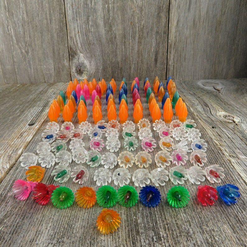 Vintage Christmas Light Reflectors Covers Plastic Petal Star Etsy