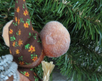 ヴィンテージ フロック加工 スキーの上のネズミ 飾り キャラコ帽子