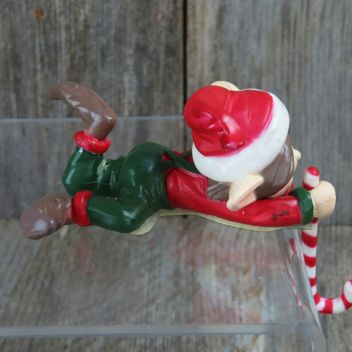 Vintage Elf Stocking Holder Christmas Laying Helper Candy Cane Etsy