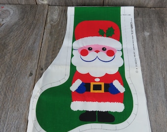 Vintage Stocking Fabric Panel Christmas Santa Claus Cut and Sew Screen Print Cranston VIP Cloth