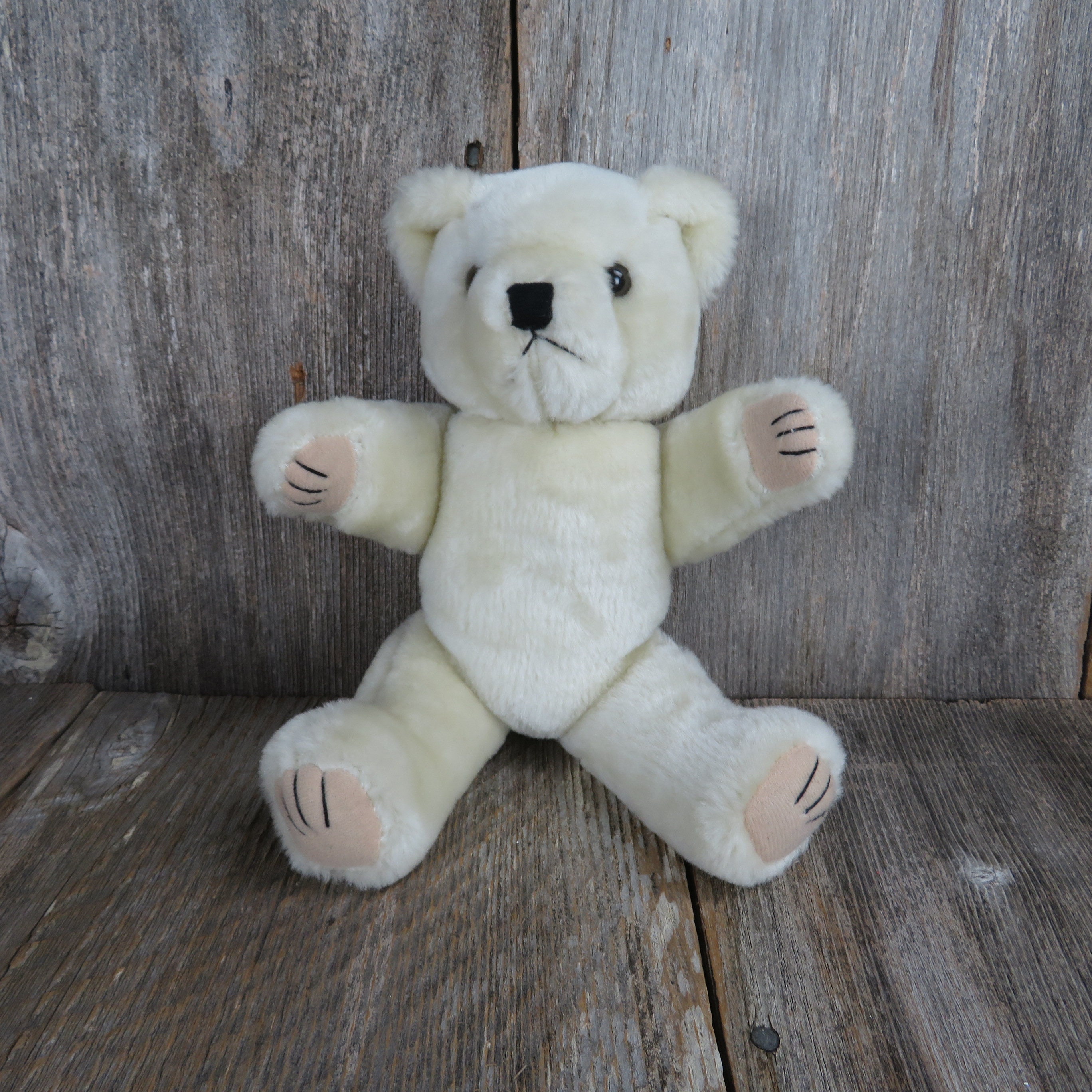 Vintage Jointed Teddy Bear Plush Cream Colored Stuffed Animal