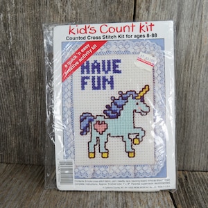 Unicorn Counted Cross Stitch Kit Kid&#39;s Count Kit Quick and Easy California Country 6 count