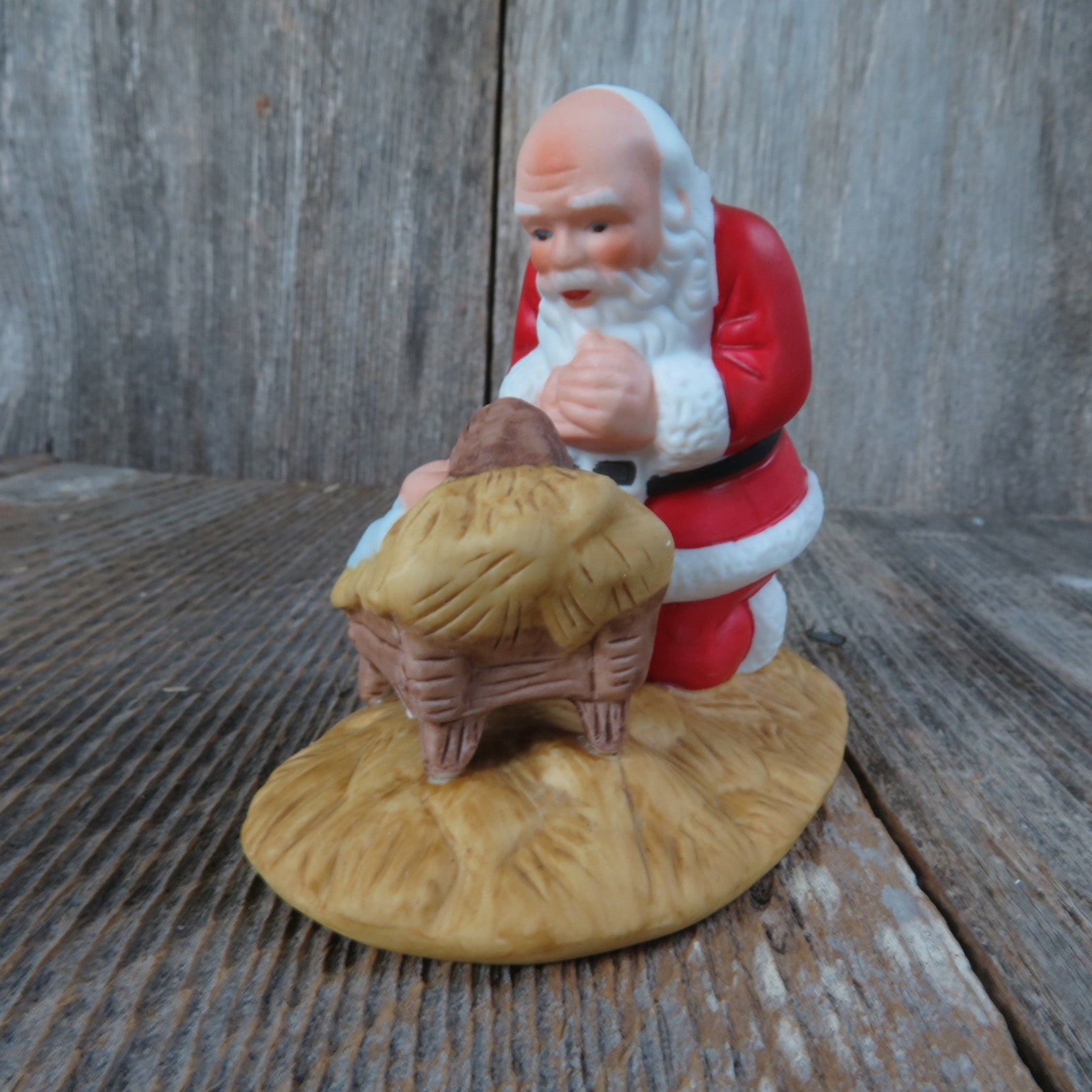 Vintage Kneeling Santa Jesus Figurine Jesus Christ Manger Etsy