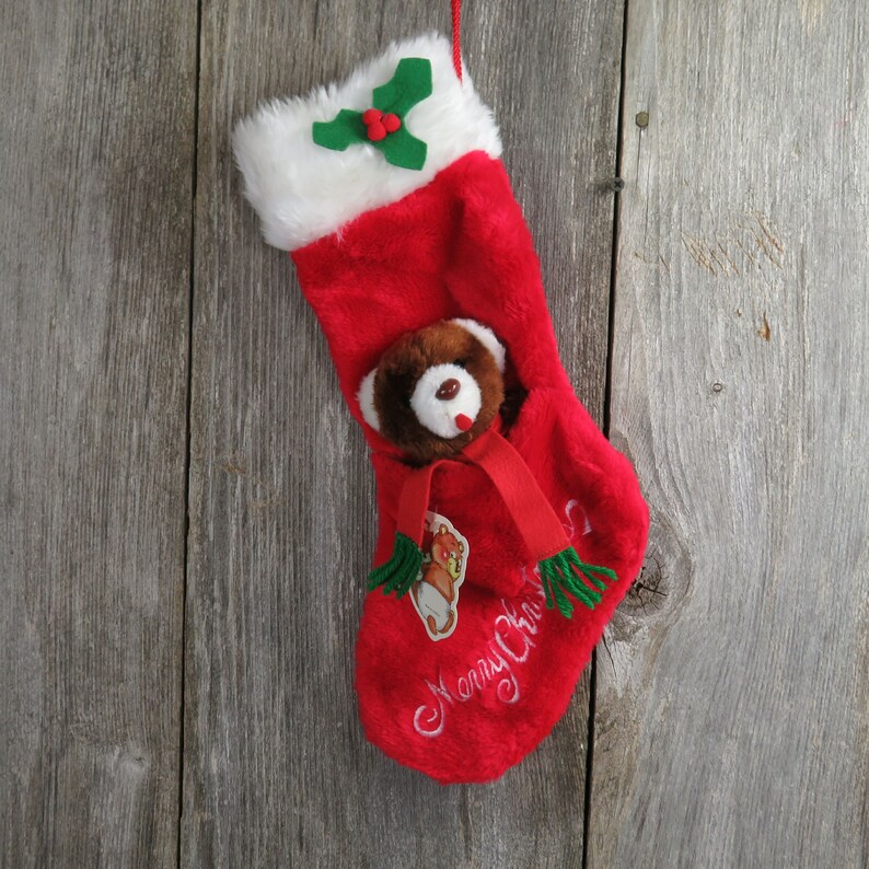 Vintage Teddy Bear Christmas Stocking 