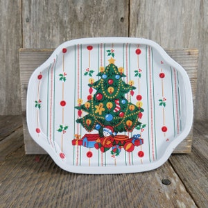 Christmas Tree Tin Plate Santa Cookie Tray Candy Dish Food Gift Serving Platter