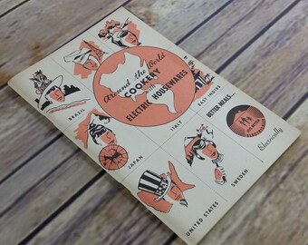 Vintage Cookbook Around the World Cookery with Electric Housewares Recipes 1962 Southern California Edison Company Promo Paperback Booklet