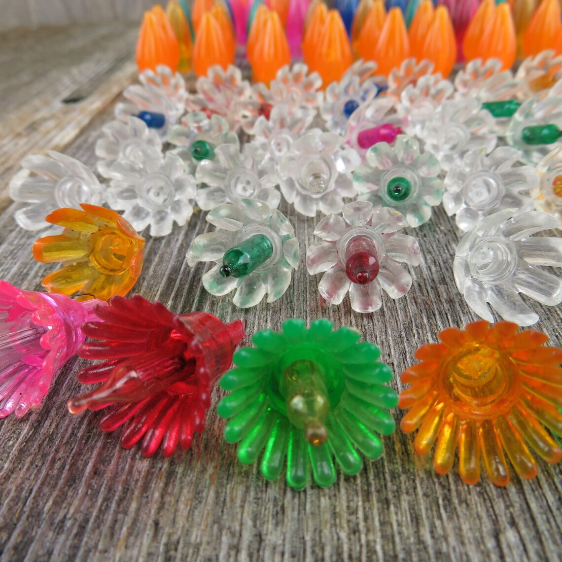 Vintage Christmas Light Reflectors Covers Plastic Petal Star Etsy