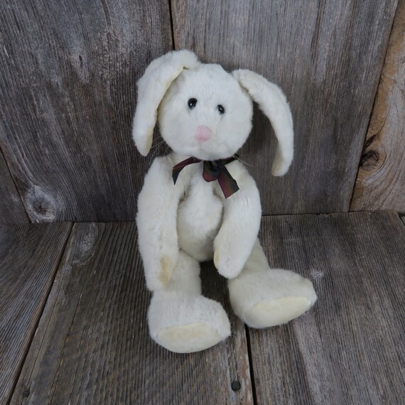 Vintage White Bunny Rabbit Plush Boyd s Large Beanie 1987 Easter