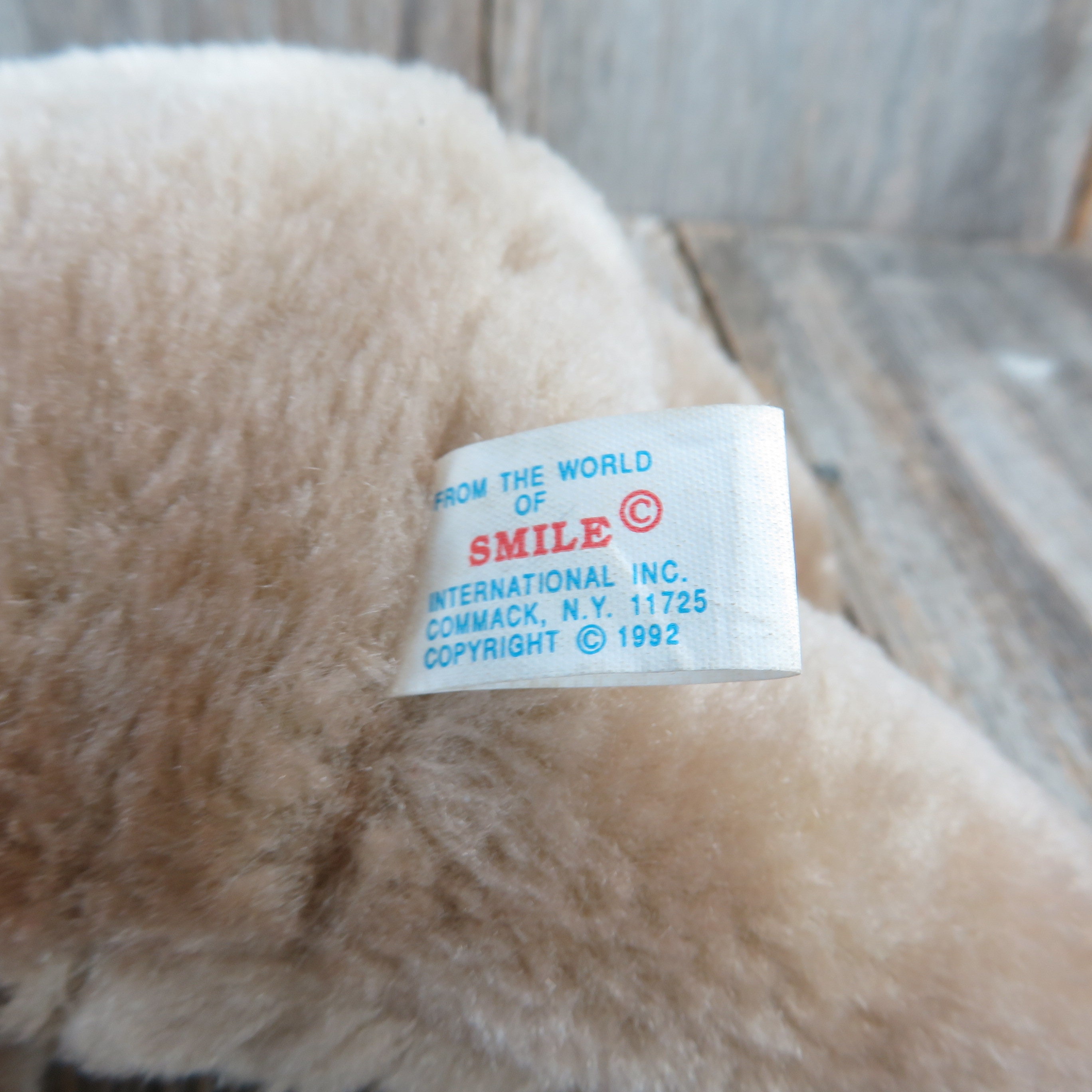 Vintage Teddy Bear Plush Brown Flocked Nose World of Smile