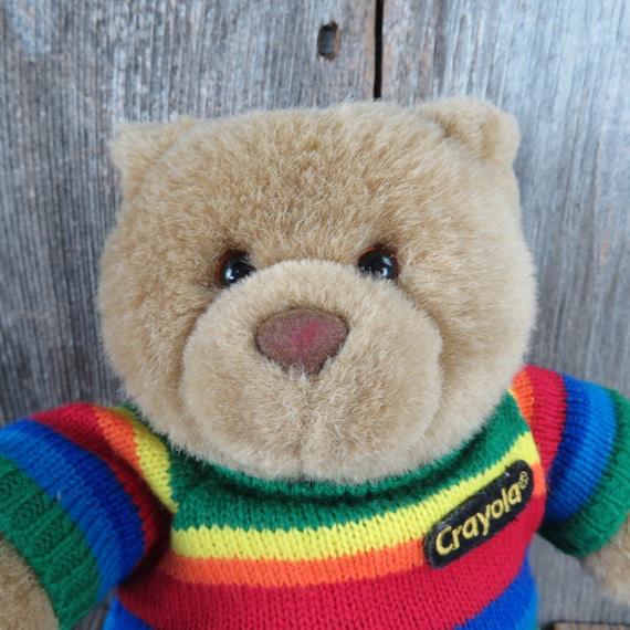 Vintage Crayola Teddy Bear Plush Rainbow Sweater Gund Korea Brown Etsy Ireland