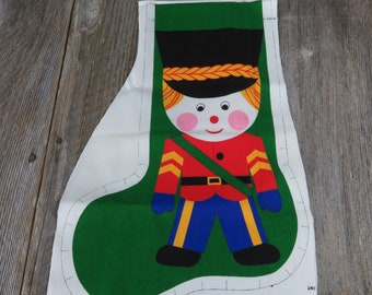Vintage Toy Soldier Stocking Fabric Panel Christmas Cut and Sew Screen Print Cranston VIP Cloth