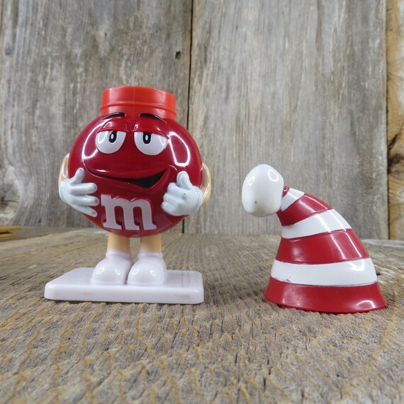 Red M&M Character Christmas Figurine in a Removable Santa Hat Mars